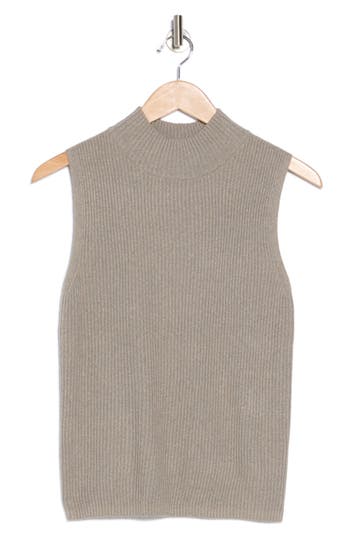Halogen ® Mock Neck Sleeveless Rib Top In Medium Brown