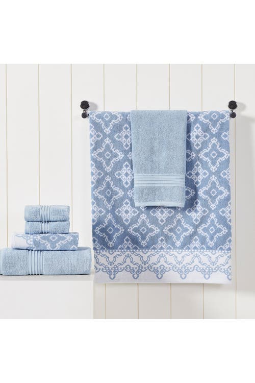 Modern Threads Blue 6pc Charlize Jacquard/solid Towel Set In Blue