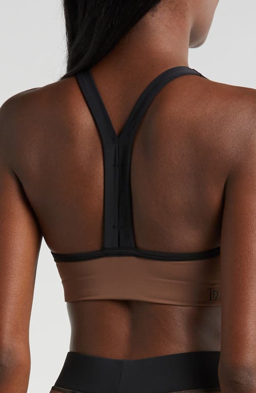 Shop Daughter Lessons Heartbreaker Colorblock Stretch Nylon Sports Bra In Black