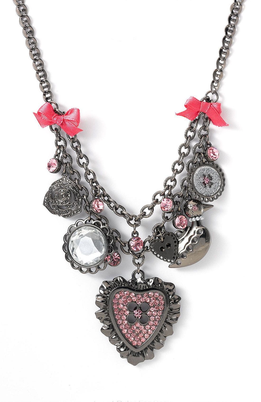 Betsey Johnson 'Buttoned Up' Layered Charm Necklace | Nordstrom