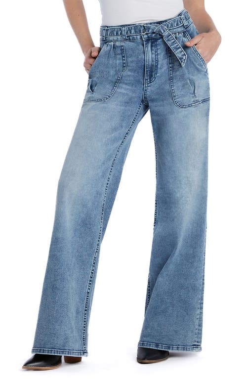 Mighty Belted High Waist Wide Leg Jeans in River Blue