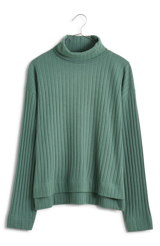 Madewell Relaxed High-low Rib Turtleneck In Simply Sage