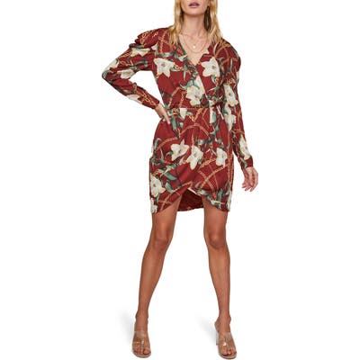 Astr The Label London Floral Long Sleeve Minidress, Red