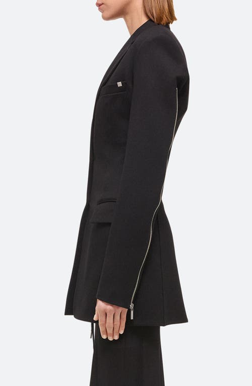 Shop Helmut Lang Roma Zip Sleeve Single Breasted Ponte Knit Blazer In Black