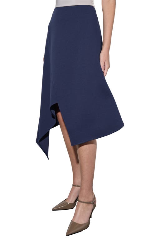 Ming Wang Deco Crepe Asymmetric Skirt In Regatta