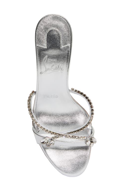 Shop Christian Louboutin Simple Queenie Slide Sandal In Silver/crystal