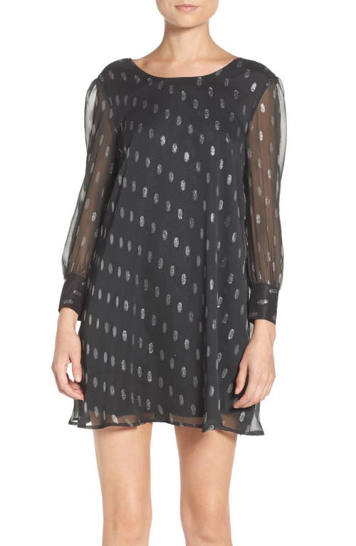 Shop Bb Dakota By Steve Madden Bb Dakota Warren Metallic Chiffon Shift Dress In Black