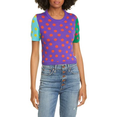 Alice + Olivia Ciara Reversible Dot Wool Blend Sweater, Purple