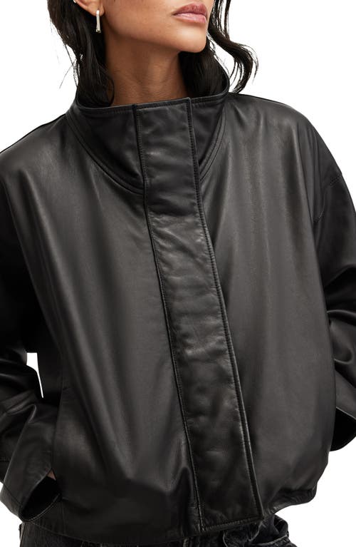 Allsaints Ryder Funnel Neck Leather Jacket In Black