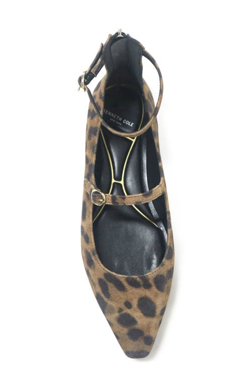 Kenneth Cole Nolita Ankle Strap Mary Jane Flat In Leopard Suede