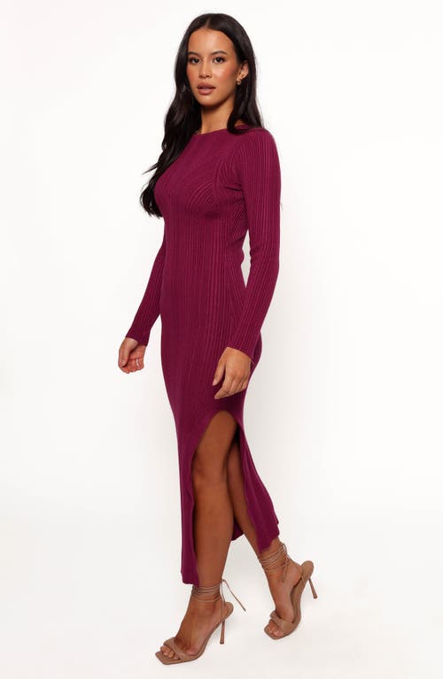 Petal And Pup Petal & Pup Mattie Long Sleeve Rib Maxi Dress In Burgundy