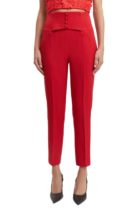 High Waisted Red Pants, Red Trousers, High Waisted Wide Leg Pants, Elegant  Trousers, Trousers With Pockets, Evening Pants -  Hong Kong