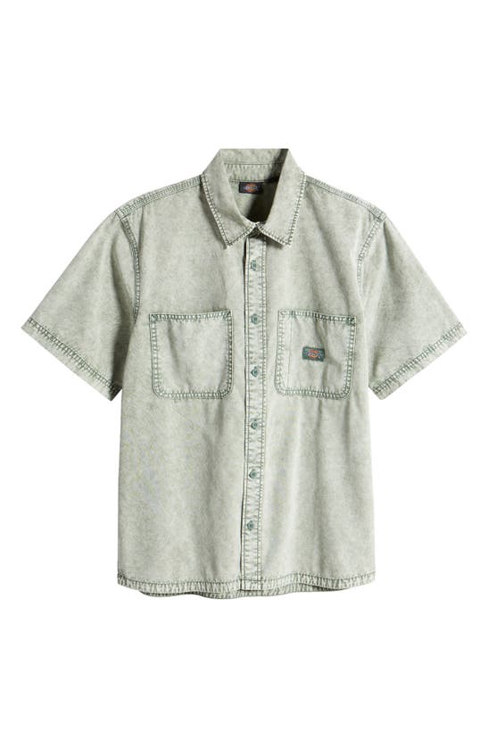 Shop Dickies Newington Acid Wash Short Sleeve Cotton Button-up Shirt In Color Block