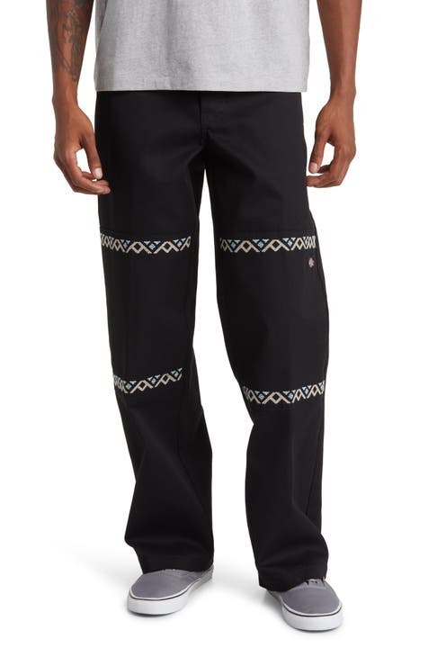 Men's Embroidered Linen-Blend Pants from India - Center Stage in