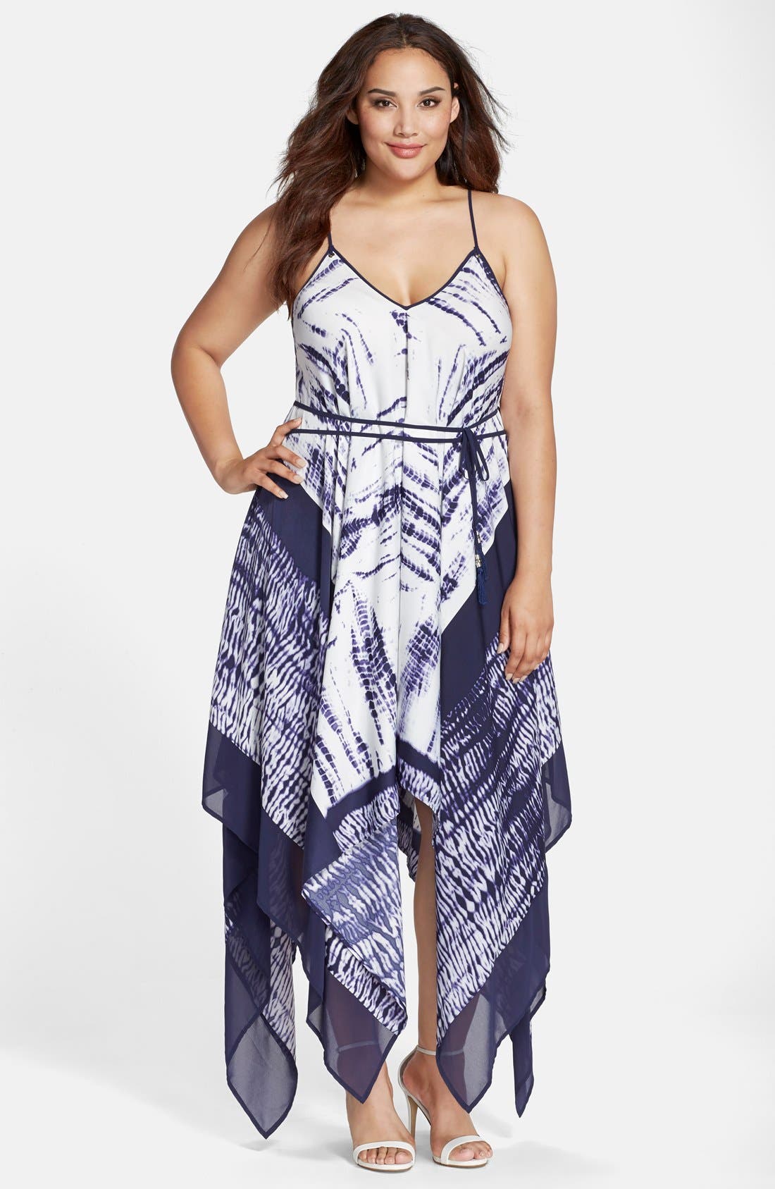 Adrianna Papell Handkerchief Hem Maxi Dress (Plus Size