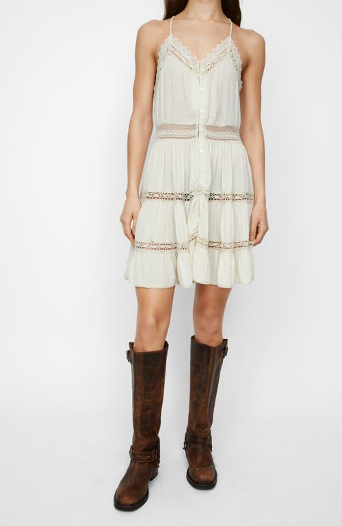 NASTY GAL Lace Dobby Button Front Minidress Ecru at Nordstrom,