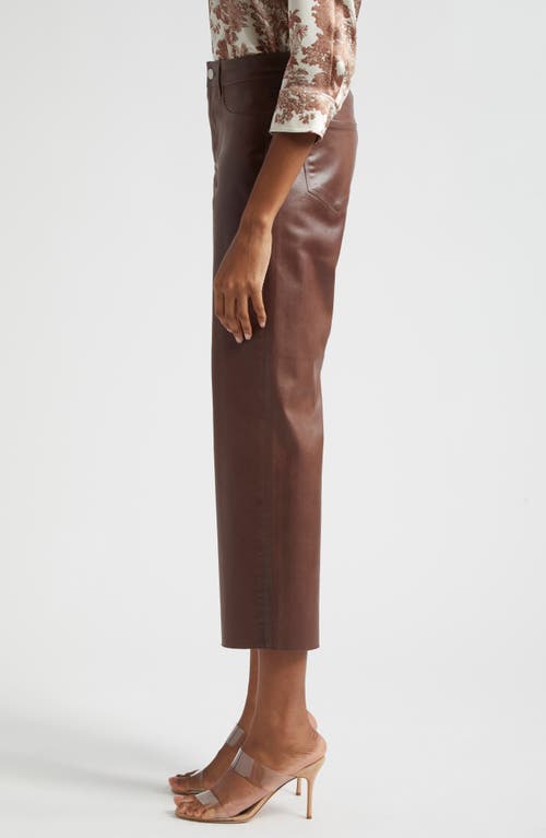 Shop L Agence L'agence Wanda High Waist Crop Wide Leg Jeans In Chocolate Truffle Coated