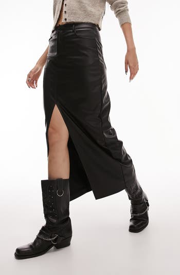 Topshop pu leather skirt hot sale