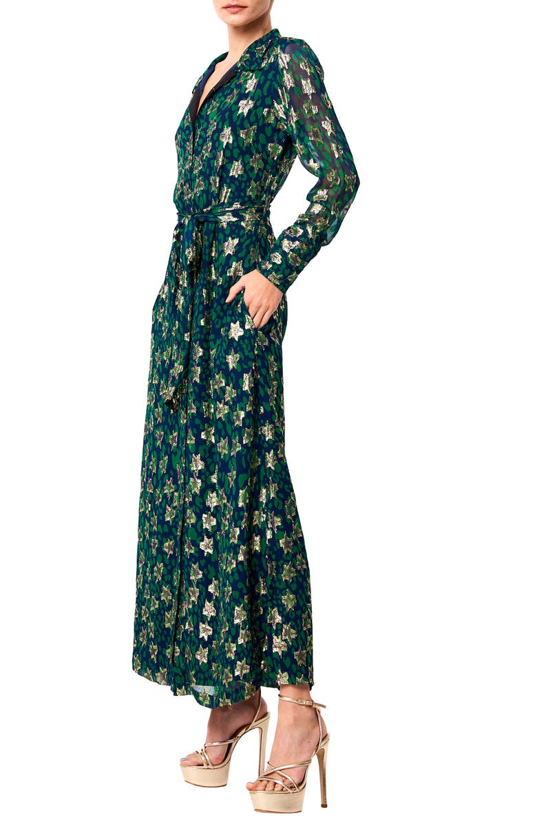 CIEBON Jynai Long Sleeve Shirtdress, Alternate, color, Navy Green