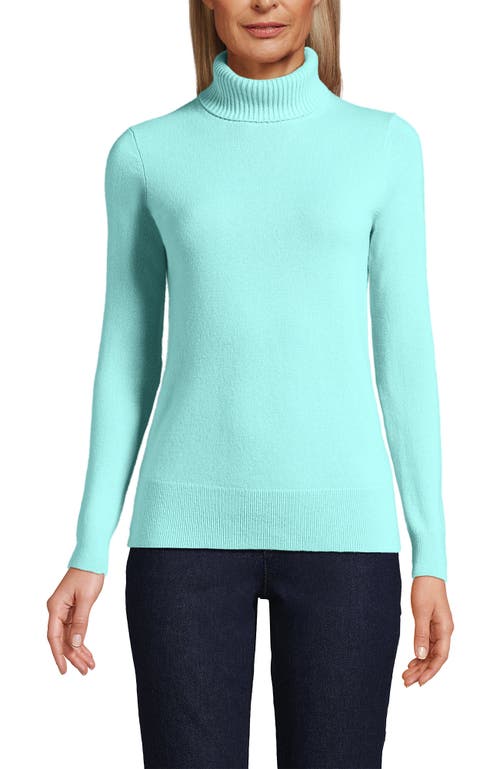 Shop Lands' End Cashmere Turtleneck Sweater In Pale Aqua Ice