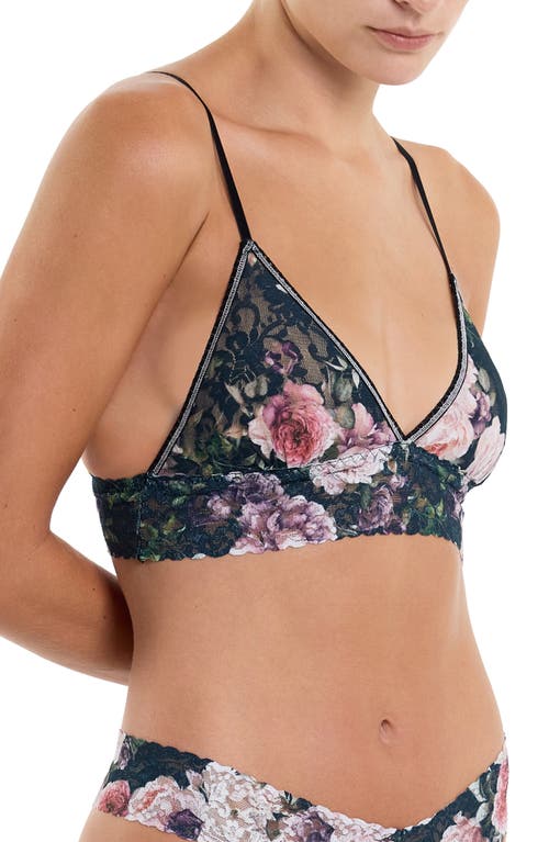 Hanky Panky Printed Signature Lace Padded Triangle Bralette In Romantique Black