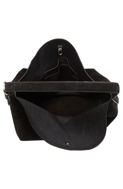 Shop Totême Toteme Belt Strap Suede Hobo Bag In Espresso