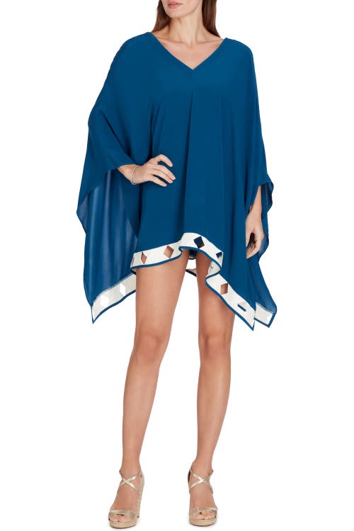 Shop Valimare Bandage Hem Chiffon Cover-up Poncho In Mineral Blue