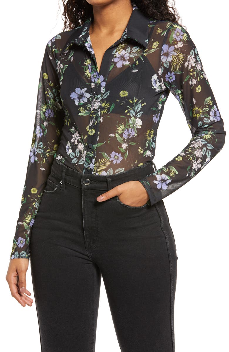 AFRM Zayne Floral Button-Up Blouse, Main, color, 