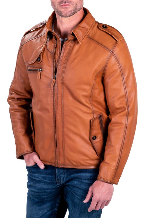 Comstock & Co. Leather Aviator Jacket in Cognac