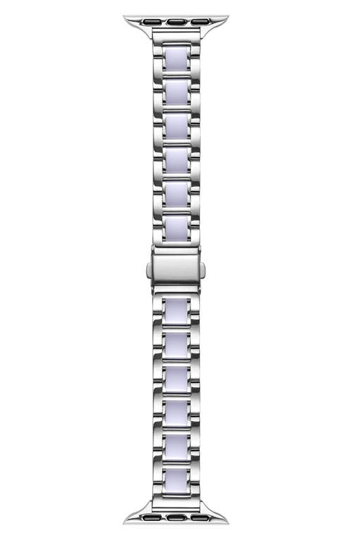 Amelia Stainless Steel Skinny Apple Watch Bracelet Watchband in Silver/White