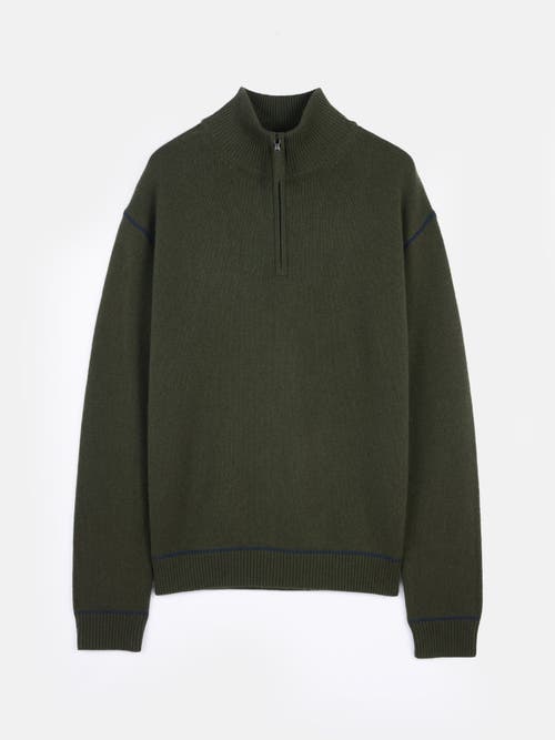 Shop Gobi Cashmere Cashmere Quarter Zip Sweater In Capulet Olive