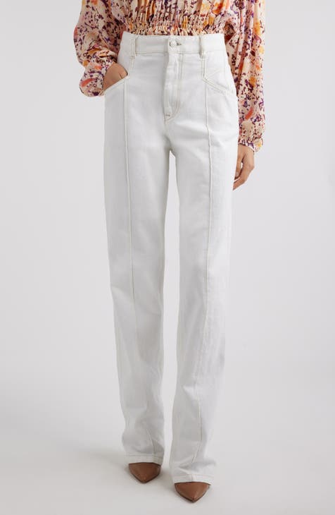 Light & Easy Raw Edge White Straight Leg Jeans