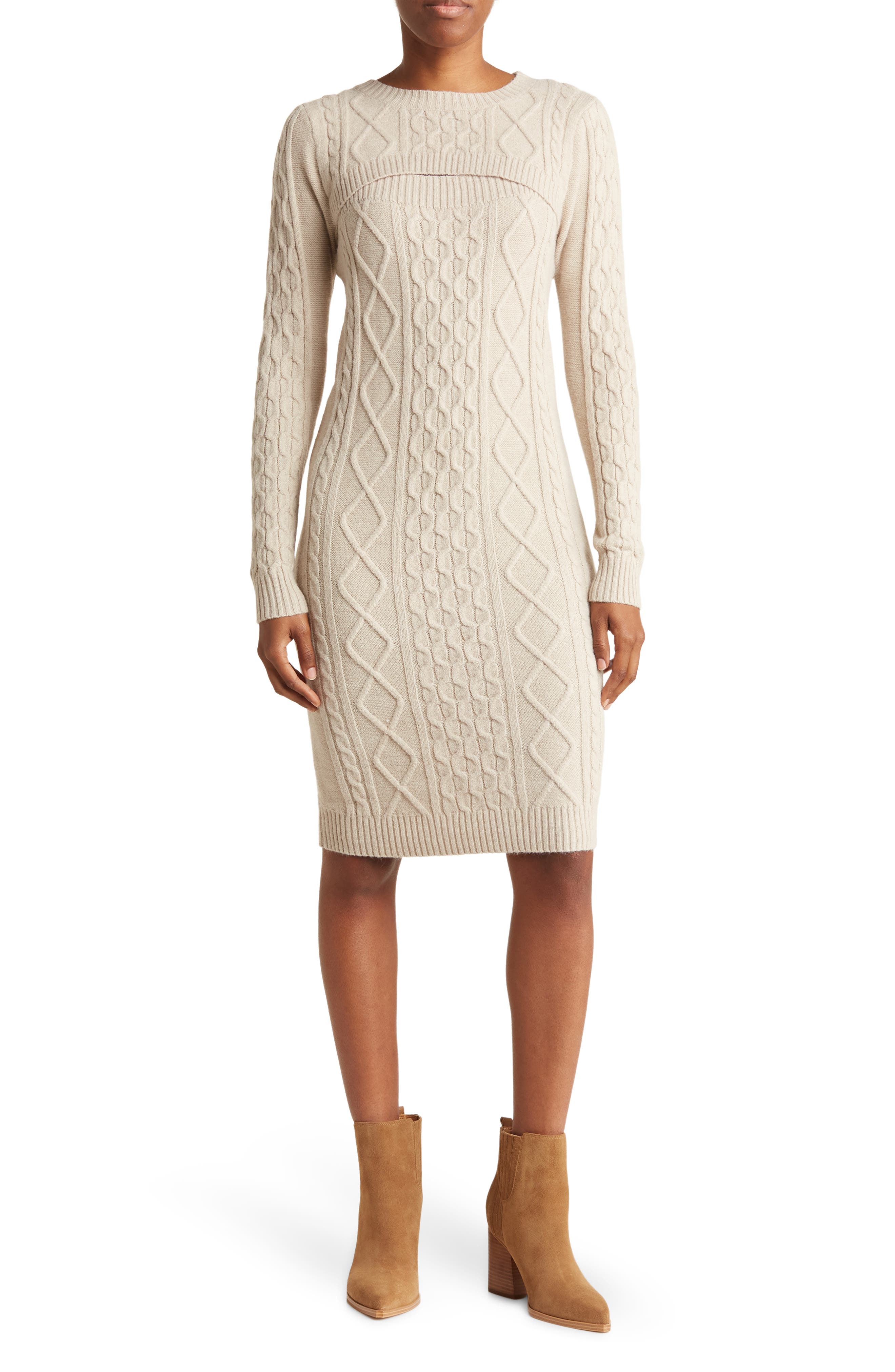 Beige Sweater Dresses for Women 
