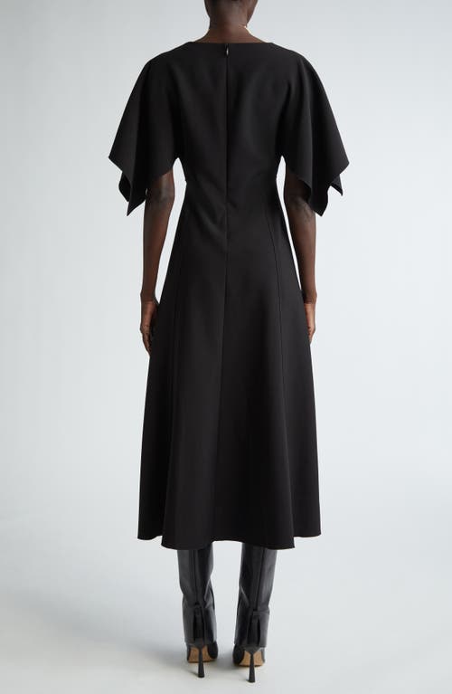 St John St. John Collection Flutter Sleeve Stretch Cady Midi Dress In Black