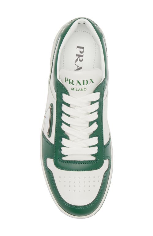 Shop Prada Downtown Logo Low Top Sneaker In White/green