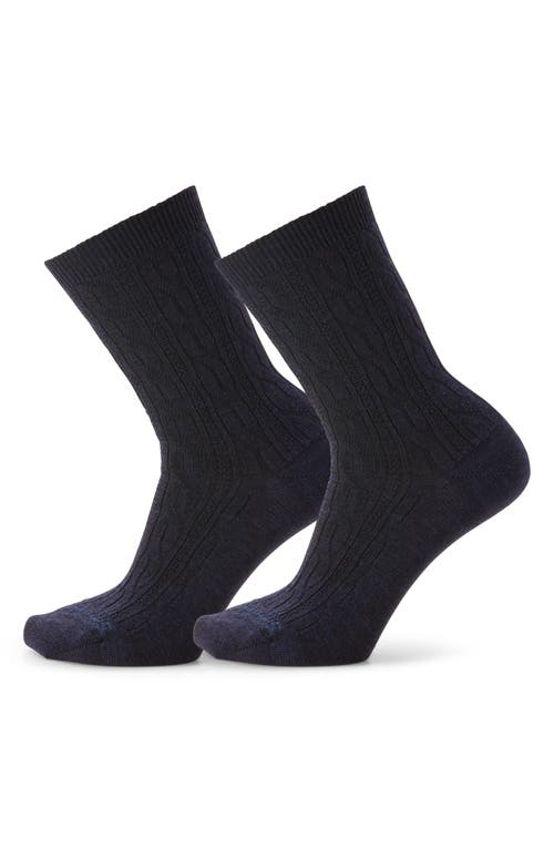 Shop Smartwool Everyday 2-pack Wool Blend Cable Crew Socks In Deep Navy Heather