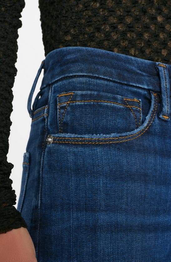 Frame Woman Le Crop Mini Boot Jeans In Dark Blue Denim In Majesty