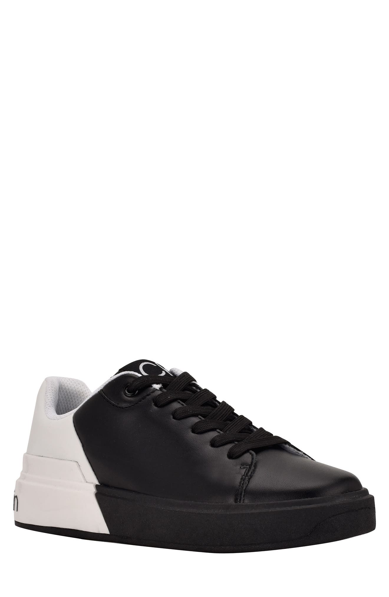 calvin klein black faux fur trainers