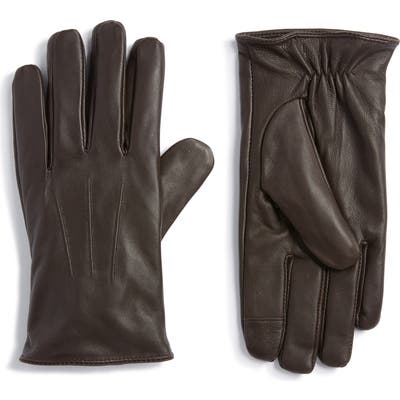 Topman Leather Touchscreen Gloves, Black