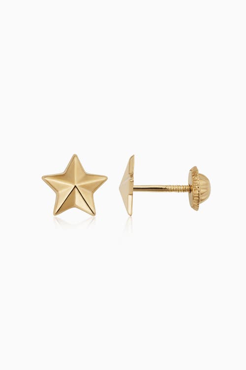 Oradina 14k Yellow Gold Street Star Studs In Yellow Gold