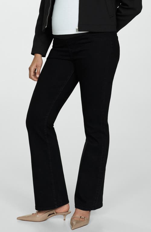 Shop Mango Over The Bump Flare Maternity Jeans In Black Denim