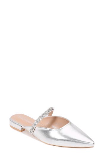 Berness Essence Rhinestone Pointed Toe Mule In Silver