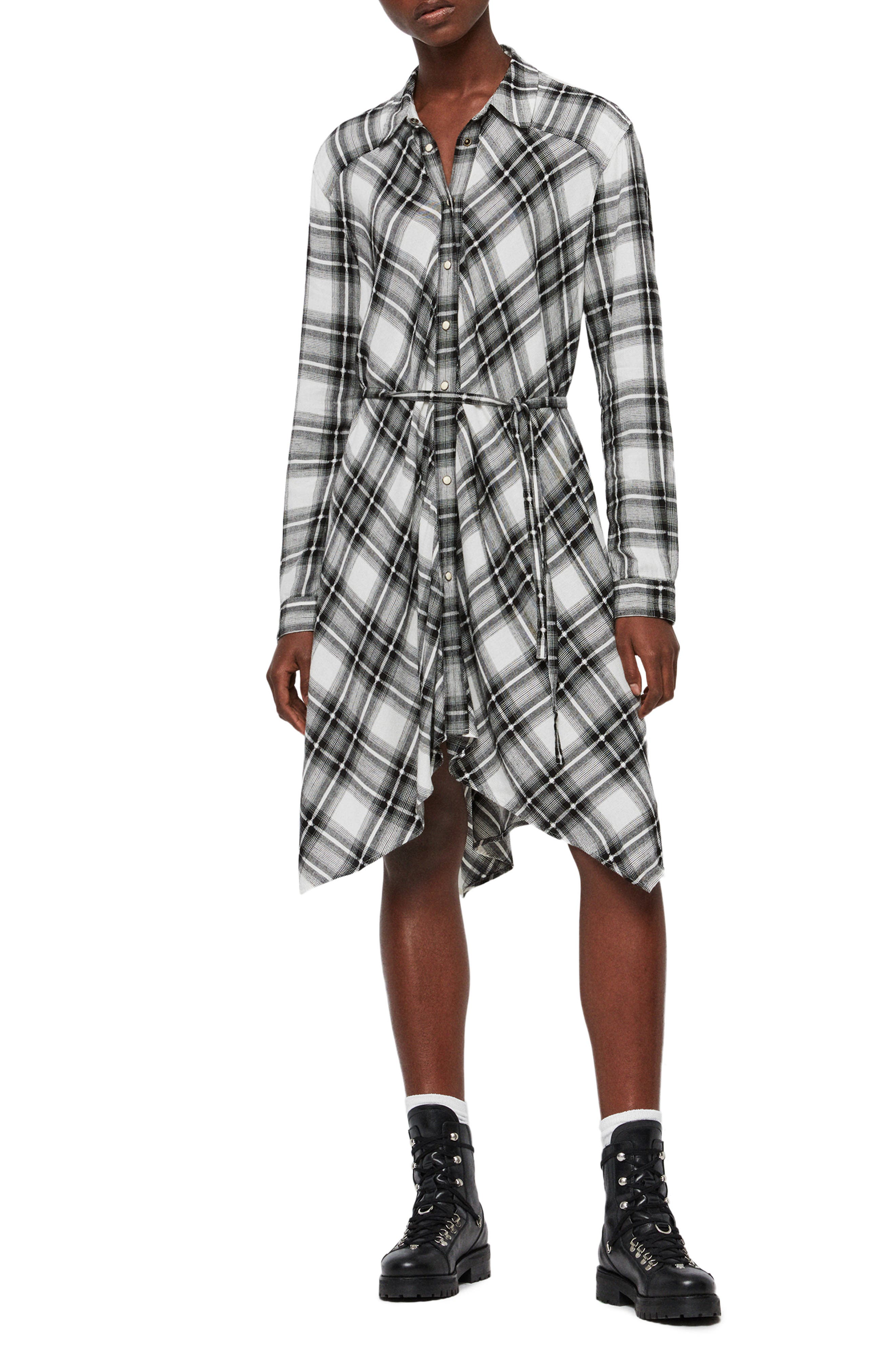 allsaints tala plaid shirt dress