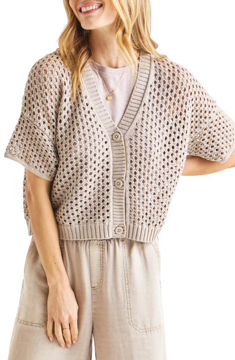 Nova Short Sleeve Cotton Pointelle Cardigan