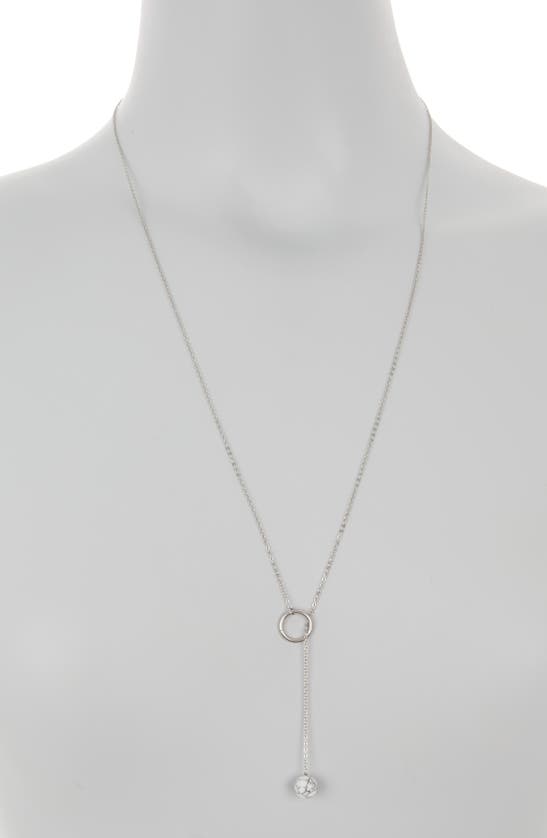 Knotty Lariat Necklace In Rhodium