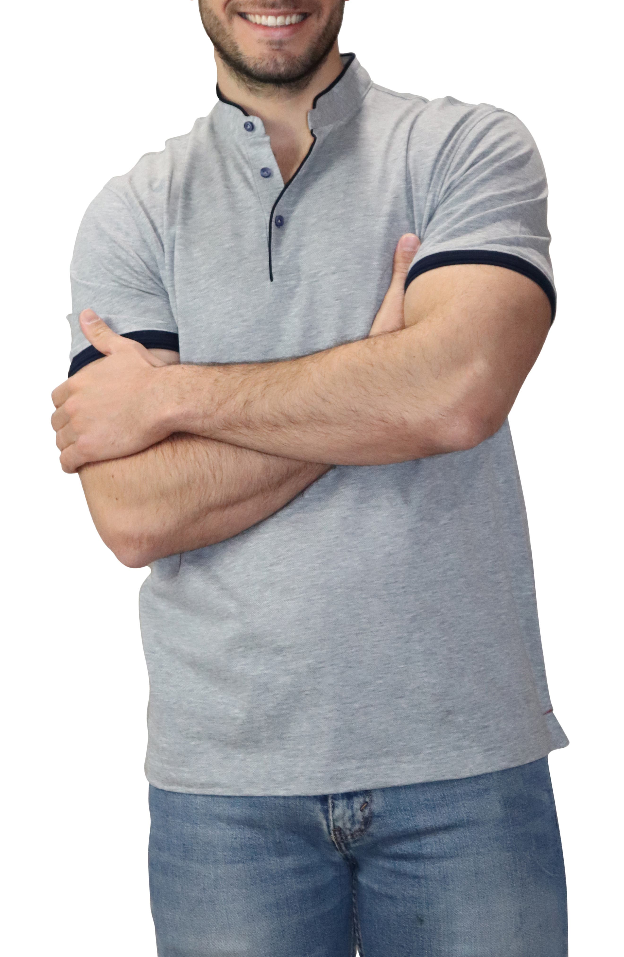 Band collar polo Clearance