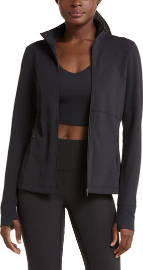 Zella Womens Reflections Sport Slim Fit Track Jacket Black/Silver