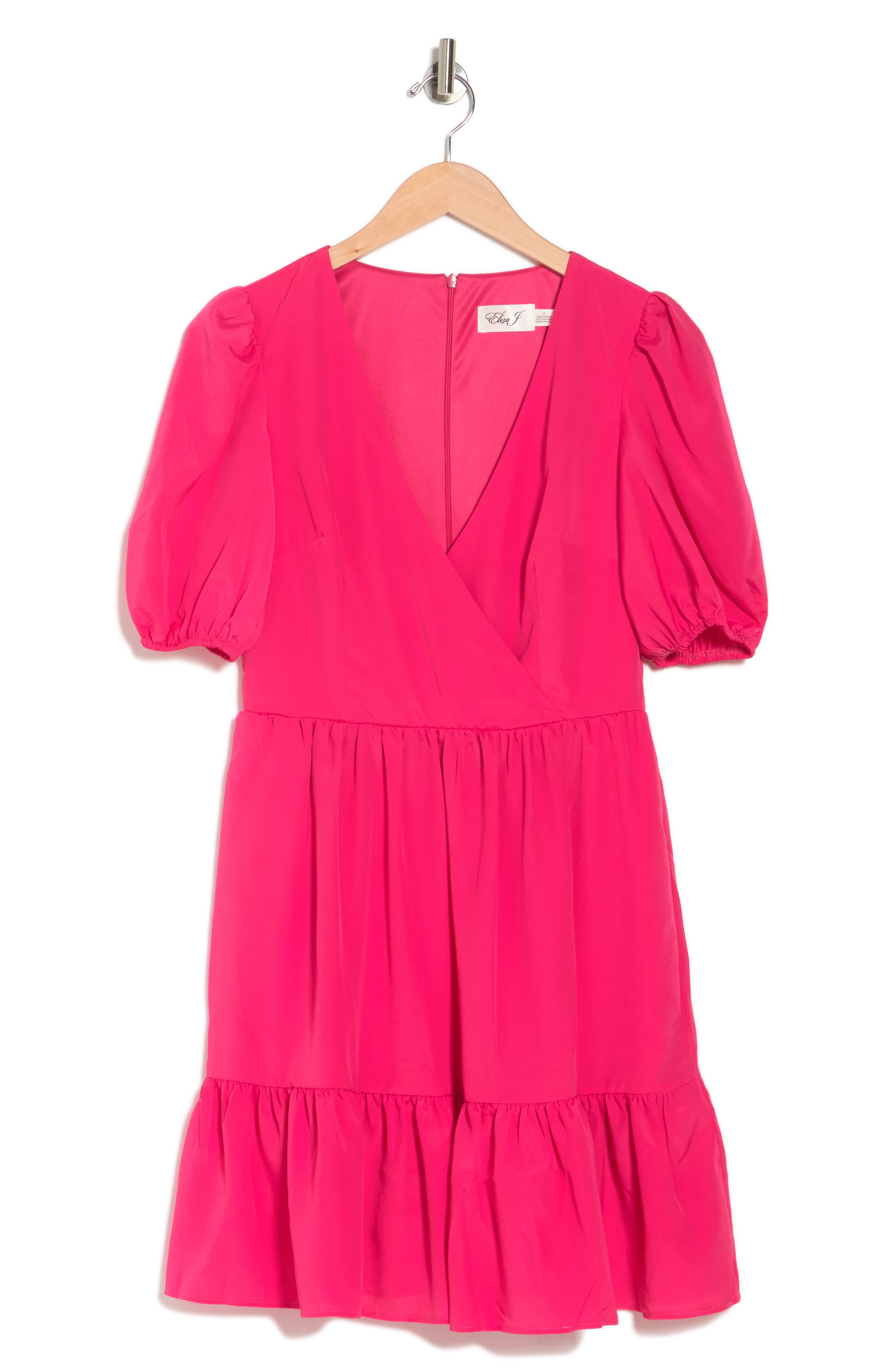 Eliza J Surplice Neck Puff Sleeve Fit 