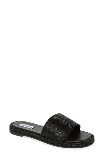 Steve Madden Embellished Open Toe Sandals In Black