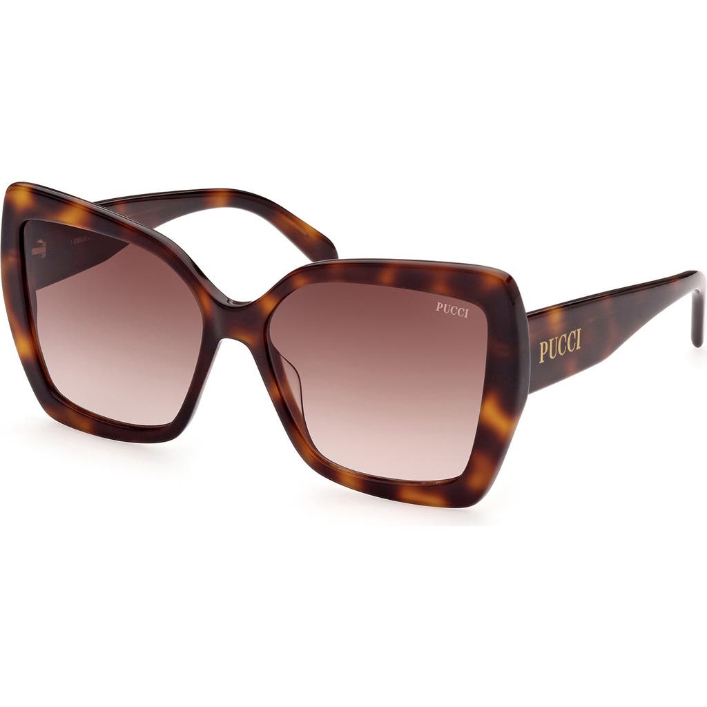 Pucci Emilio 58mm Butterfly Sunglasses In Dark Havana/gradient Brown